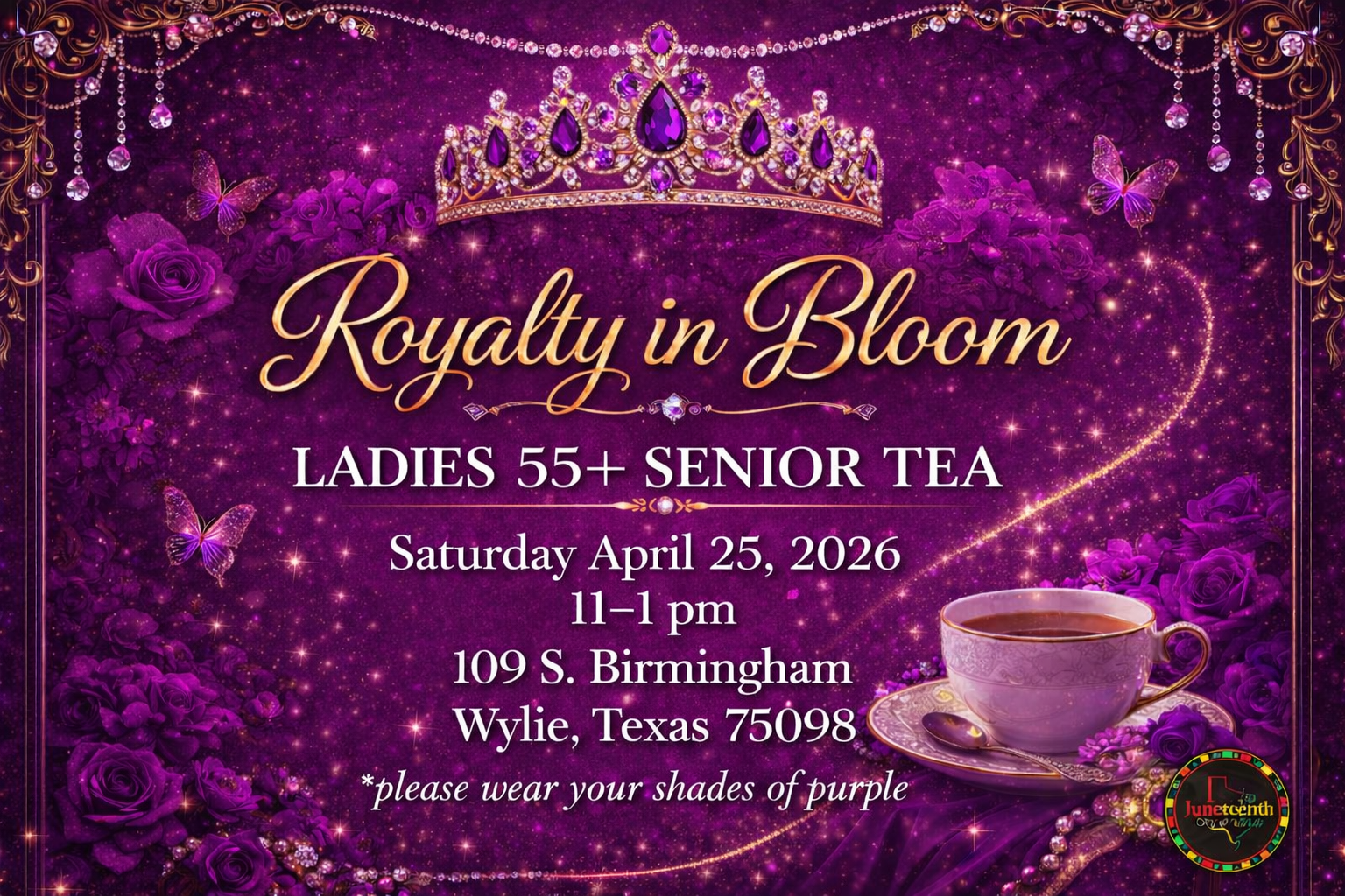 Senior Ladies Tea 55+ - Royalty in Bloom (Shades of Purple)